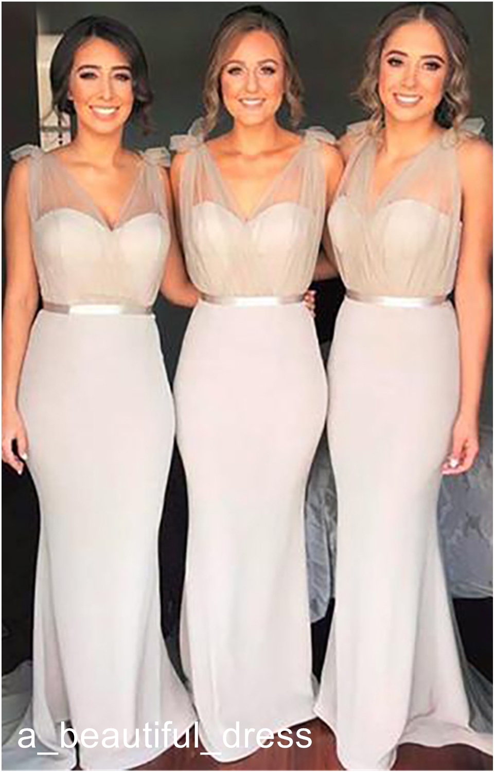 Elegant Mermaid V-Neck Sweep Train Sleevelesee Satin New Bridesmaid Dressese Party Prom Dresses Formal Dresses Custom Made