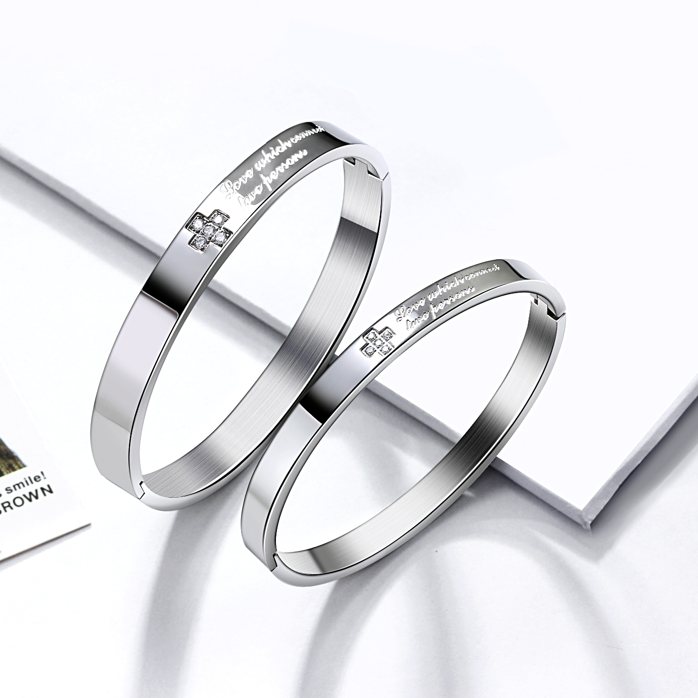 316L Titnanium steel Bangle set for Couples Brass design Pave Zircon Gent/Lady Sizes Sweetheart Stainless Bangles Sets
316L Titnanium steel Bangle set for Couples Brass design Pave Zircon Gent/Lady Sizes Sweetheart Stainless Bangles Sets