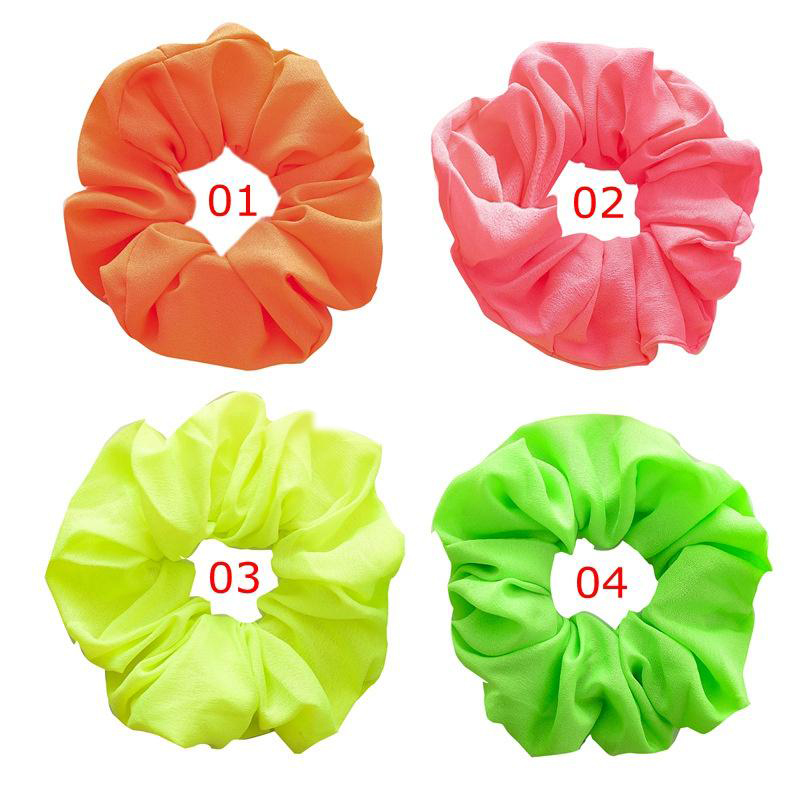 2019 Women Neon Scrunchies Elastic Hair Ties Girl Solid Color Ponytail Holders Fluorescent Color Bright Women Hair Accessories