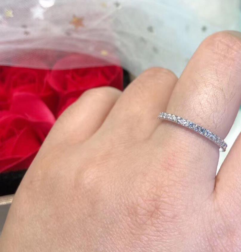 New fashion blockbuster couple ring creative single row diamond ring 925 Sterling silver Full of Crystals Zircon Micro Diamond Set Ring