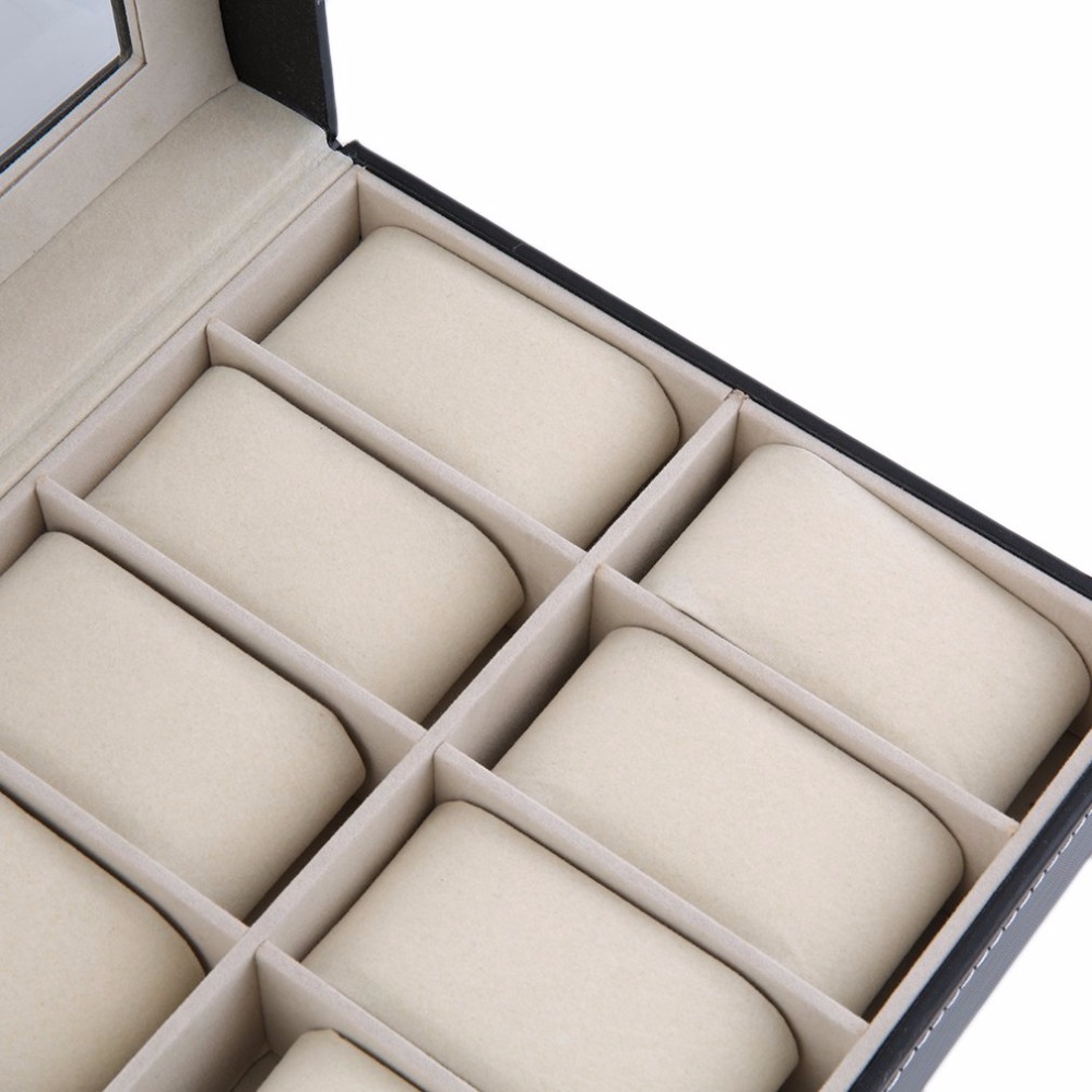 Grid PU Leather Watch Box Display Box Jewelry Storage Organizer Case Locked Boxes Retro Saat Kutusu Caixa Para Relogio