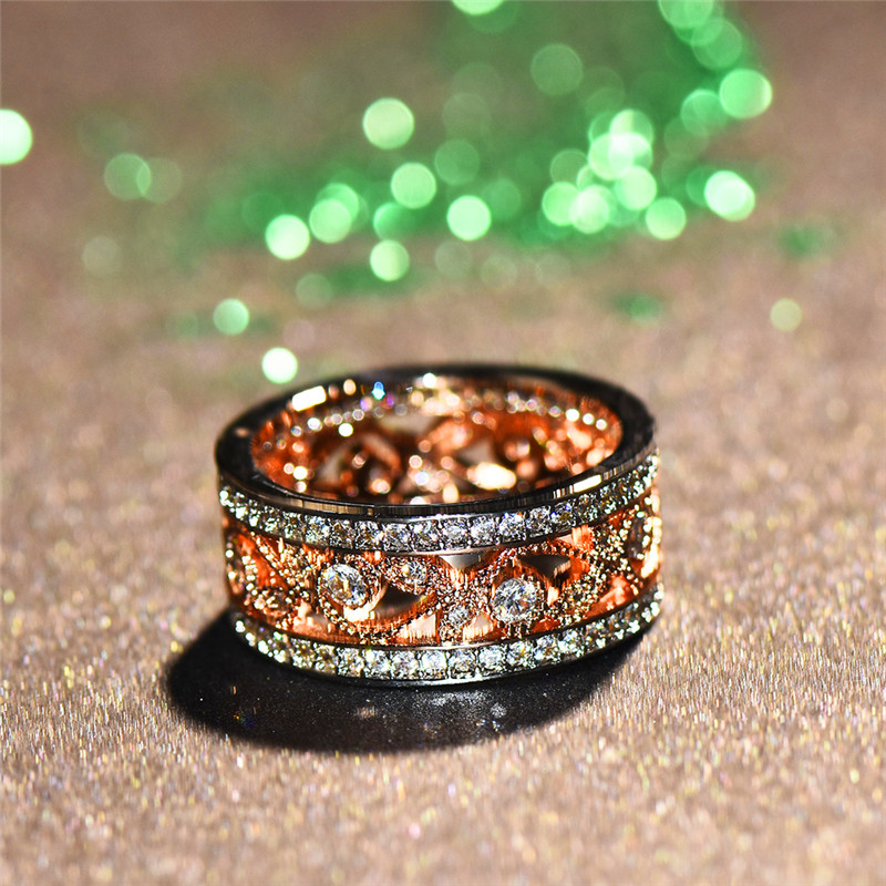 Size 6-10 Vintage Fashion Jewelry Sterg Sier&Gold Fill Pave White Sapphire CZ Dia Eternity Rings Women Wedding wer Ring Gift