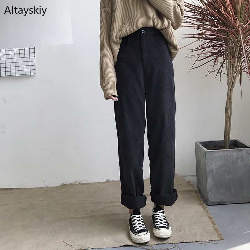 Pants Women Loose Solid Corduroy 2020 Trousers Korean Style Leisure All-match Simple Trendy High Waist Pockets Solid Womens New, Black
Pants Women Loose Solid Corduroy 2020 Trousers Korean Style Leisure All-match Simple Trendy High Waist Pockets Solid Womens New, Black