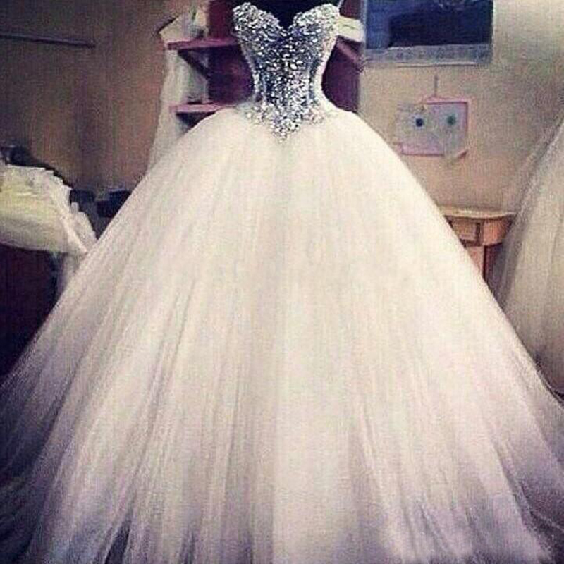 Ball Gown Wedding Dresses Sweetheart Corset See Through Floor Length Princess Bridal Gowns Beaded Lace Pearls Wedding Gowns