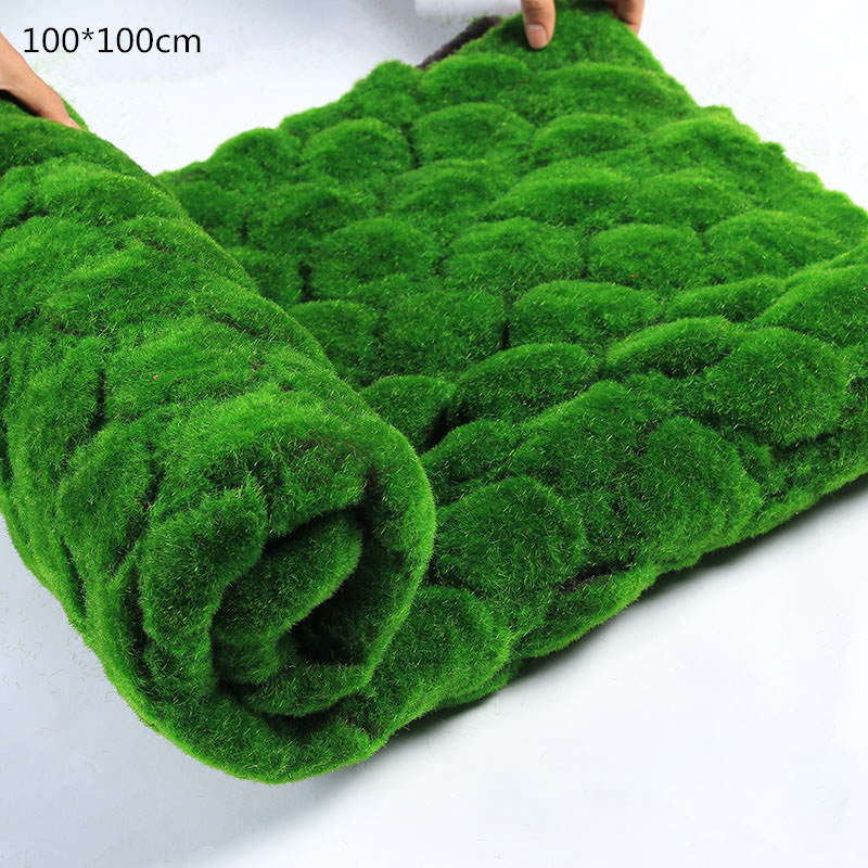 100*100cm Artificial Moss Fake Green Plants Mat Faux Moss Wall Turf Grass for Shop Home Patio Decoration Greenery