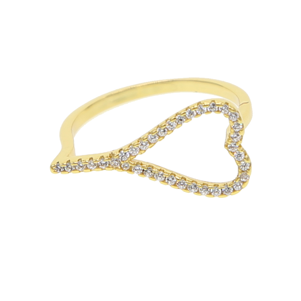 2019 colourful clear cz hollow heart ring for women lover valentines gift Gold color fashion finger jewelry trendy heart design