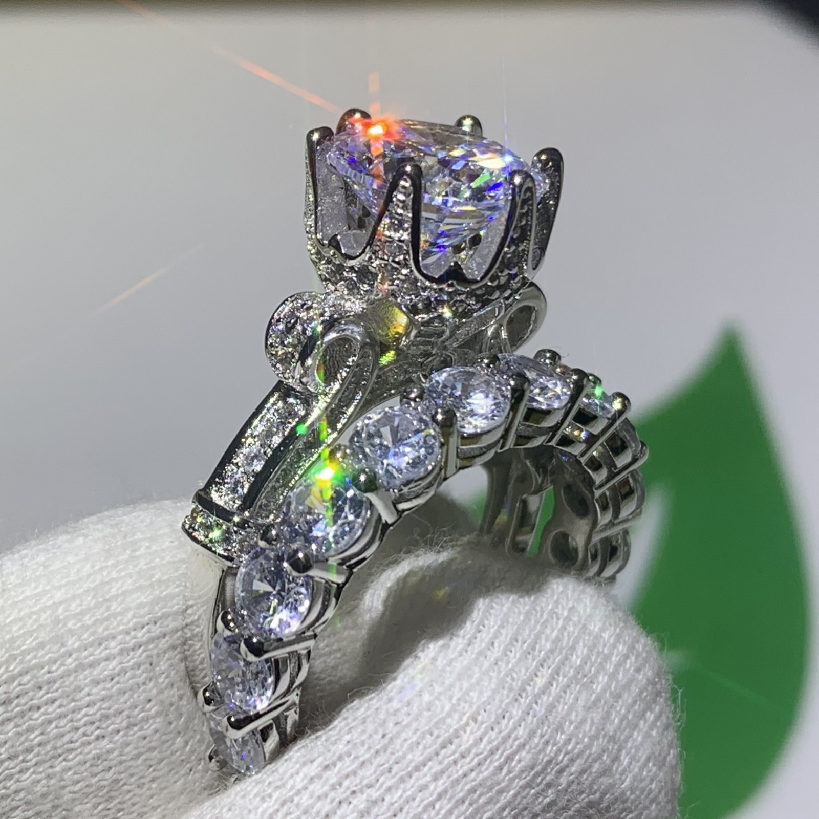 Choucong Corwn Wedding Ring for Women Top Selliing Jewelry 925 Sterling Silver Round Cut White Topaz CZ Diamond Bridal Ring Set Gift Sz5-10