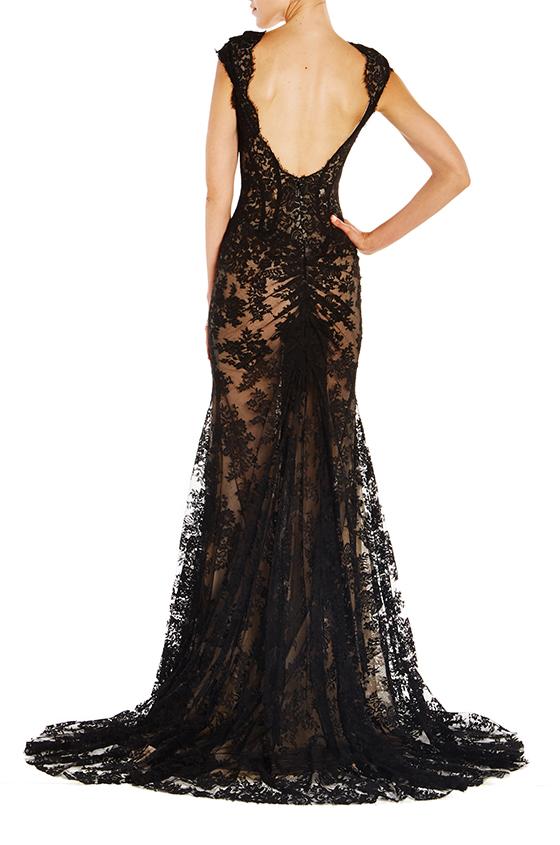 Monique Lhuillier 2019 Mother of the Bride Dresses Black Lace V Neck Illusion Mermaid Evening Gowns Sexy Backless Mother's Formal Dress