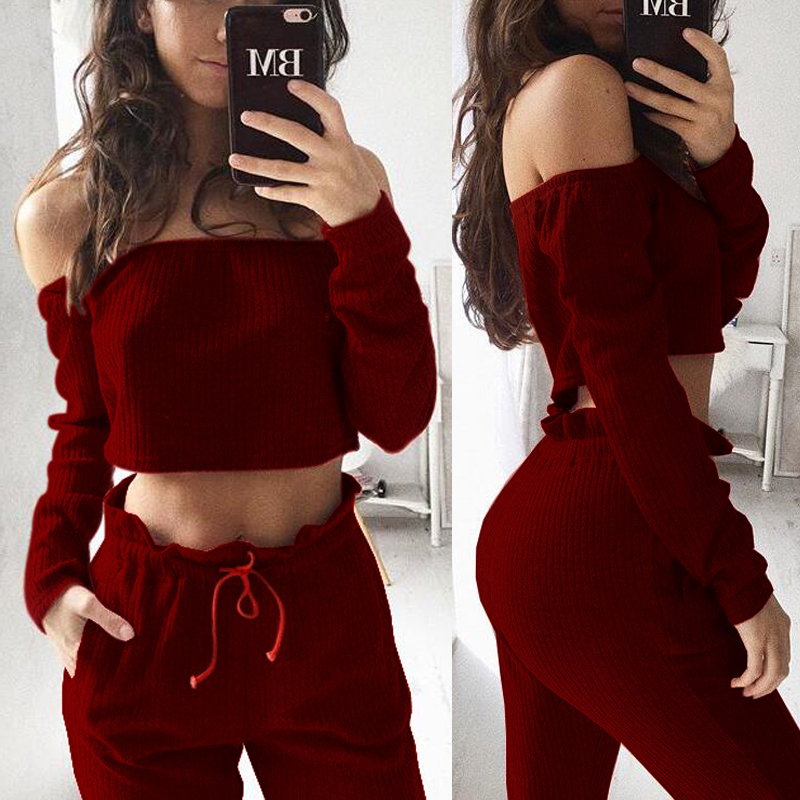 New Fashion 2PCS Women Clothing Sets Crop Top Blouse Off Shoulder Shirt Pants Leggings Trouser Outfit, Red
New Fashion 2PCS Women Clothing Sets Crop Top Blouse Off Shoulder Shirt Pants Leggings Trouser Outfit, Red