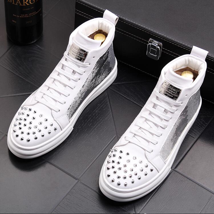 Luxury fashion designer punk Motorcycle Casual boots British Man Trending rivet Leisure Shoes Flat Platform Street Wedding Shoe Y291, White
Luxury fashion designer punk Motorcycle Casual boots British Man Trending rivet Leisure Shoes Flat Platform Street Wedding Shoe Y291, White