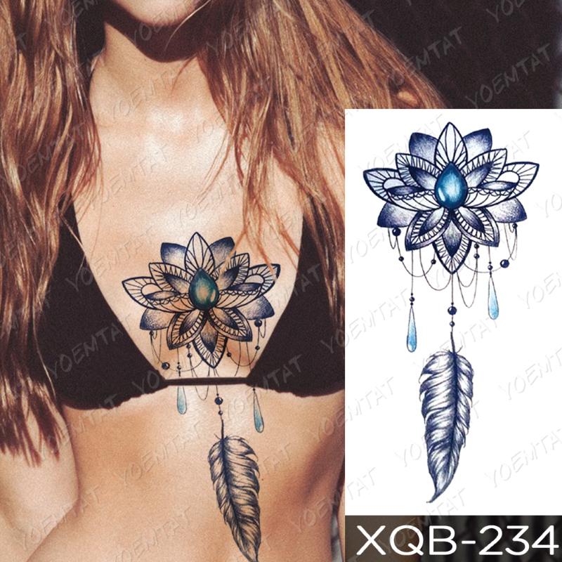 Waterproof Temporary Tattoo Sticker Blue Rose Peony Flowers Flash Tattoos Cross Rosary Body Art Arm Fake Sleeve Tatoo Women Men9529741