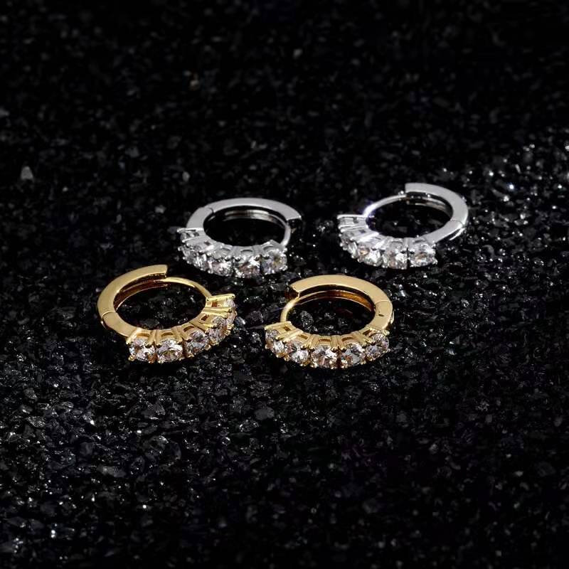 iced out mini hoop earrings for men women hip hop luxury designer tennis bling diamond hoops ear studs 18k gold plated lover jewel