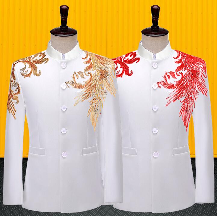 Blazer men Chinese tunic suit Sequins jackets formal dress mens wedding suits costume singer stage Chinese style clothing white, Gold
Blazer men Chinese tunic suit Sequins jackets formal dress mens wedding suits costume singer stage Chinese style clothing white, Gold