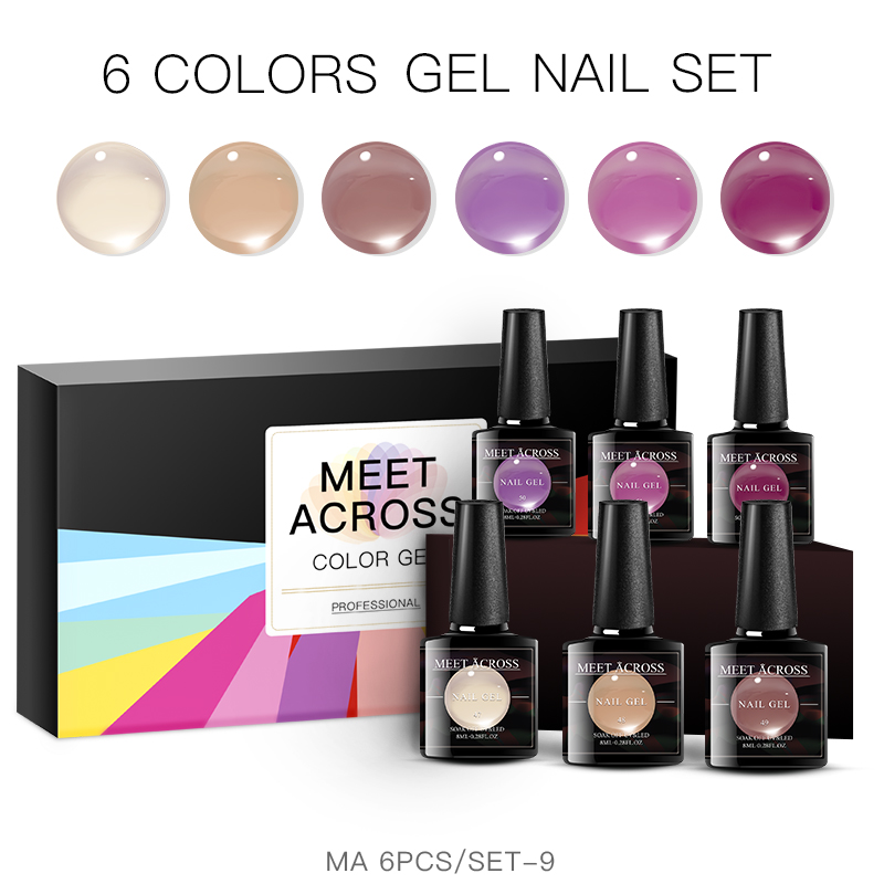 MEET ACROSS 6Pcs/set Translucent Gel Nail Polish High Quality Purple Jelly Gel Soak Off Nail UV Long Lasting Varnish
MEET ACROSS 6Pcs/set Translucent Gel Nail Polish High Quality Purple Jelly Gel Soak Off Nail UV Long Lasting Varnish