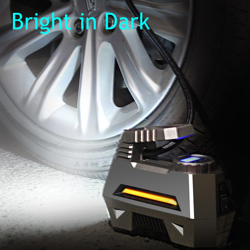 Portable Air Compressor Tire Inflator Car Tire Pump With Digital Pressure Gauge (150 Psi 12V DC) Bright Emergency Flashlight