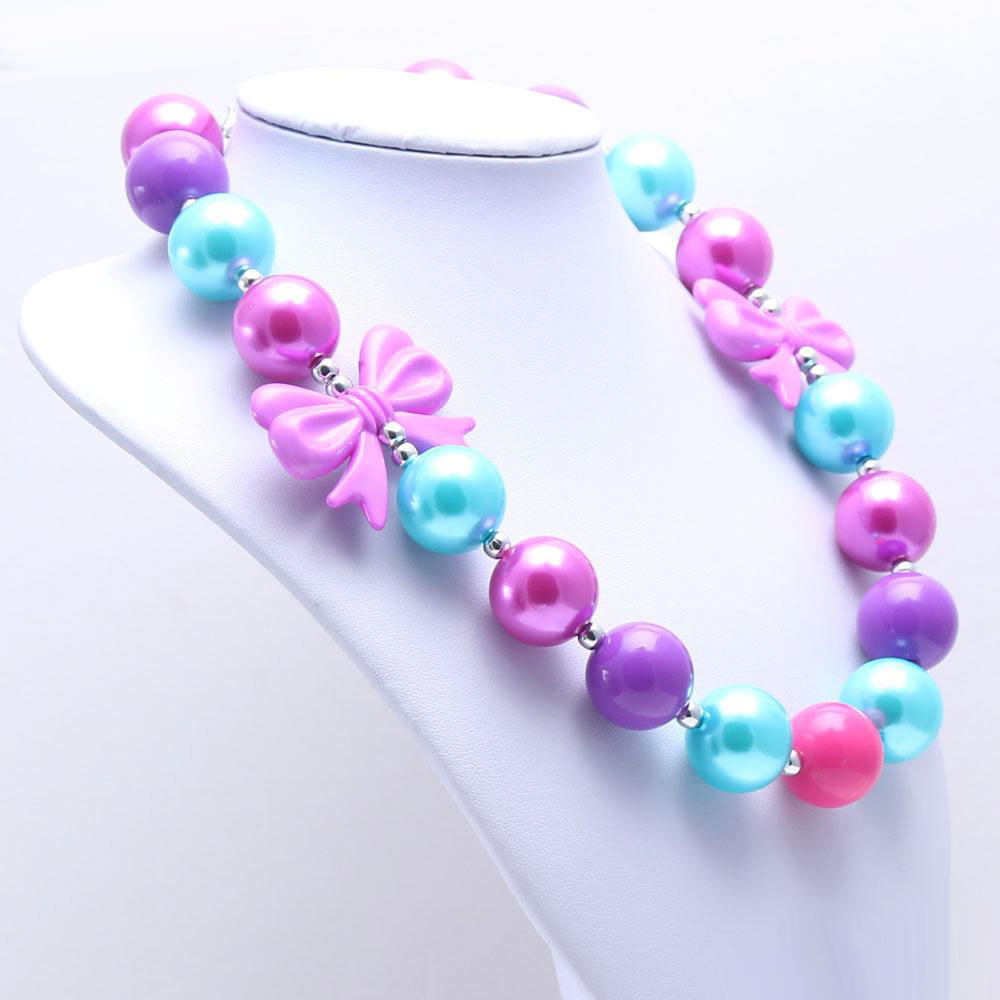 Newest Design Pretty Color Necklace&Bracelet Headband 3PCS Jewelry Set Toddlers Girls Bubblegum Baby Kids Chunky Necklace Jewelry Set
