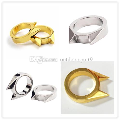 Small silver gold Cat Ear Breaker Finger Unisex Self defense ring Window Combat Survival EDC Tool Protect Outdoor Emergency Knuckle Duster
