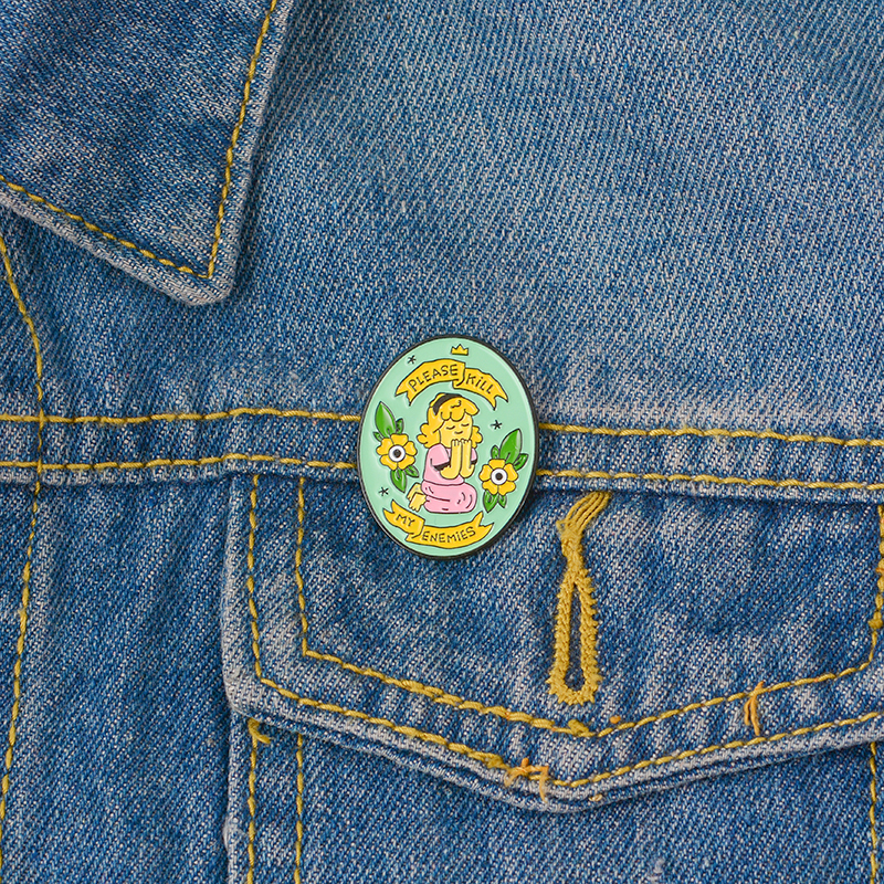 Little Girl Flower Banner Soft Enamel Brooches PLEASE KILL MY ENEMIES Button Pin clothes Badge Cartoon Jewelry Gift for Friends
Little Girl Flower Banner Soft Enamel Brooches PLEASE KILL MY ENEMIES Button Pin clothes Badge Cartoon Jewelry Gift for Friends