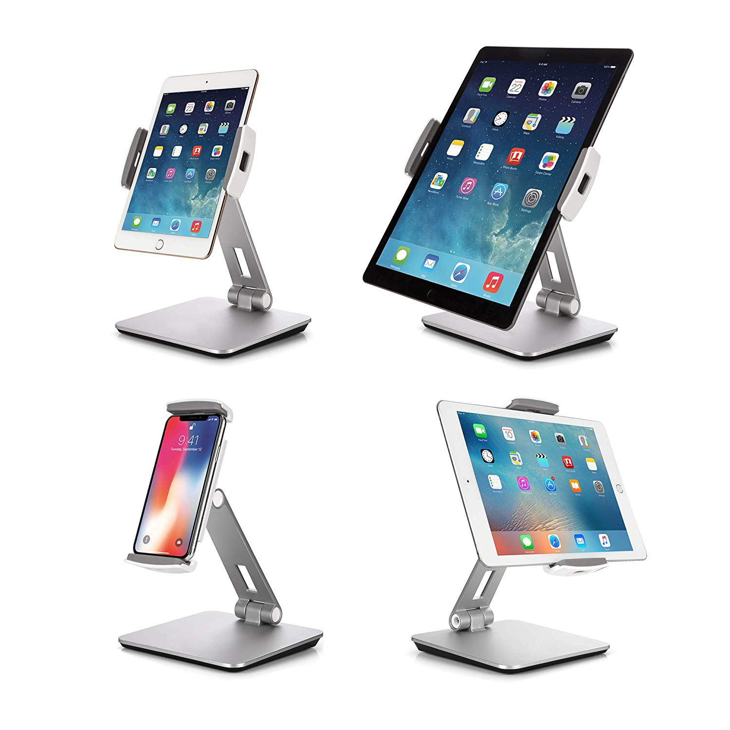 Universal Aluminium Tablet Stand Desktop Clamp Kiosk Stand for Store Showcase Office Reception Kitchen Countertop 4-14inch от DHgate WW