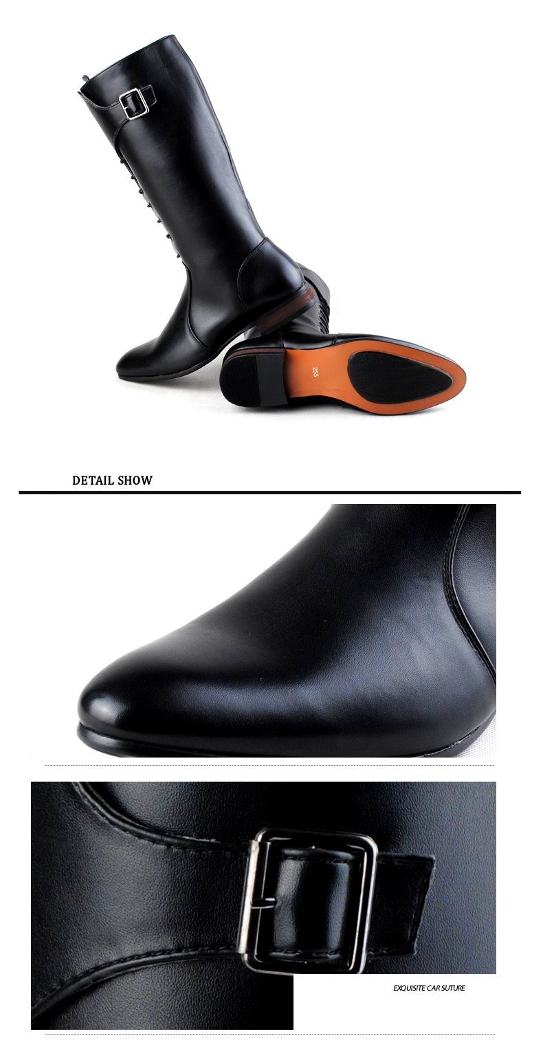 Hot Sale-Design New Tide Long Boots For Men Pointed Toe Lace Up With Buckle Motorcycle Boot Man Dressing Up PU leather Martin Boot 38-44