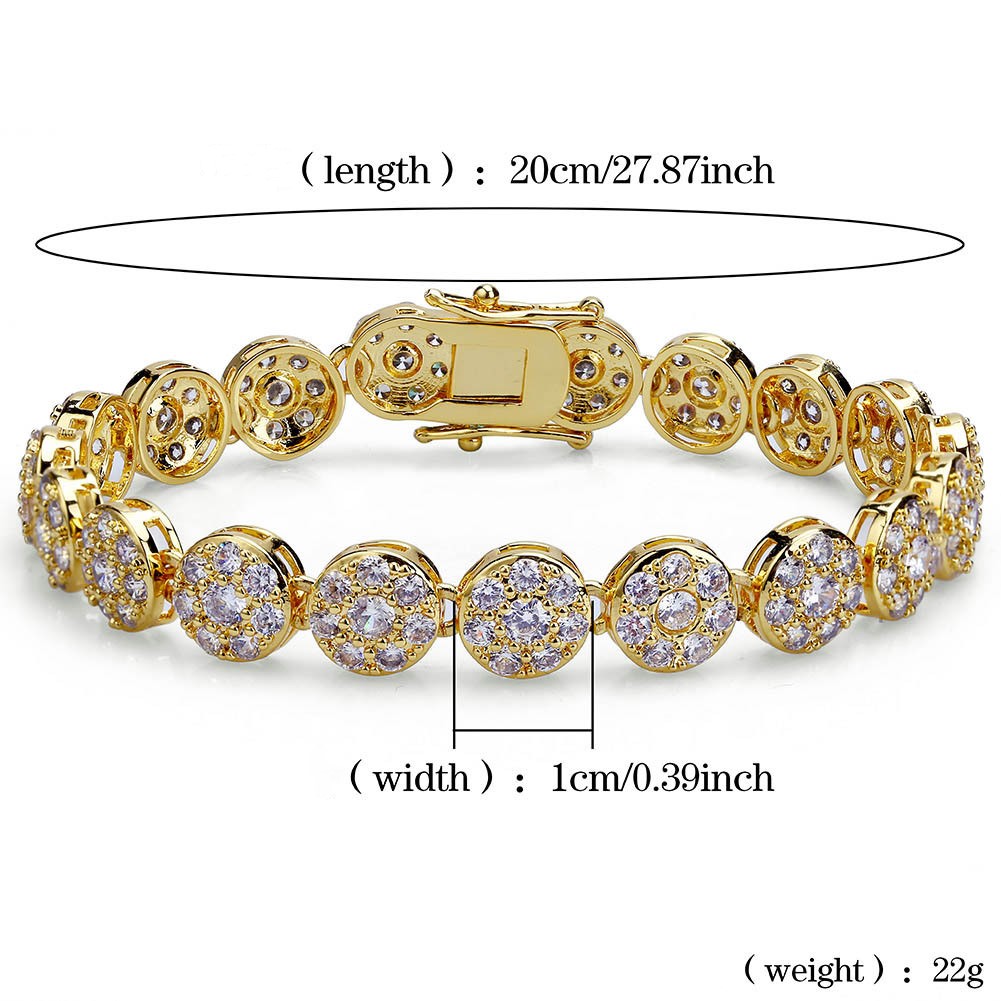 Hip Hop Designer Jewelry Mens Gold Bracelets Luxury Bangles Iced Out Diamond Tennis Bracelet Style for Love Rock Link Chain