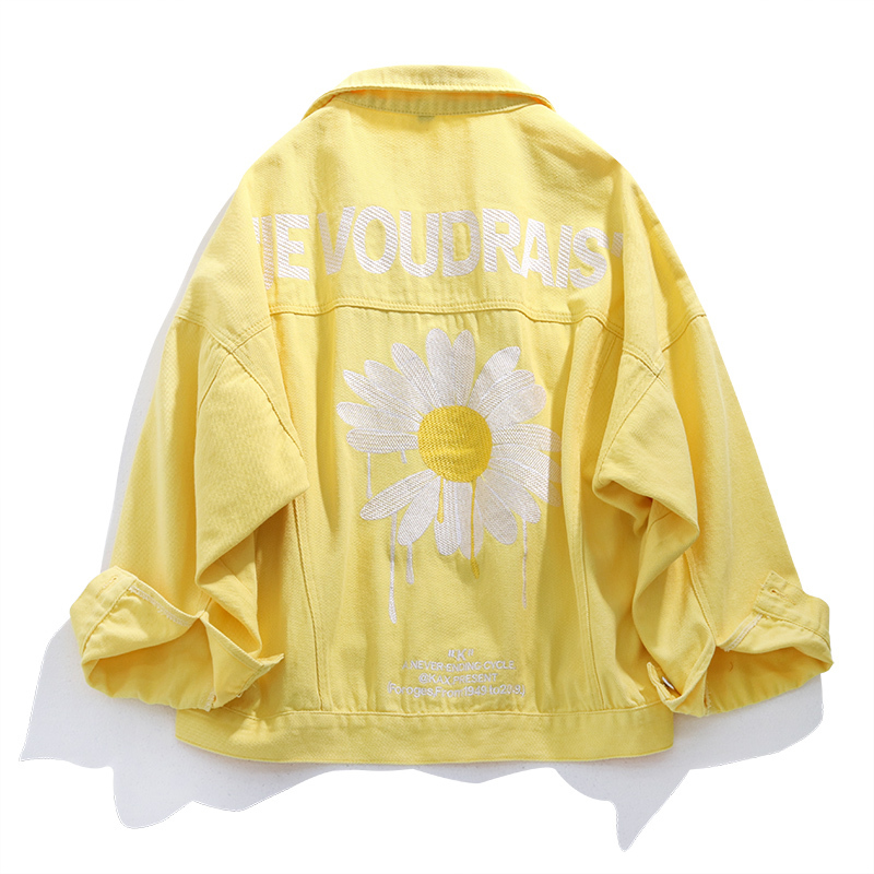 2020 Spring Purple Pink Streetwear Floral Embroidery Women Denim Jacket Korean Casual Loose Jeans Coat Female Outwear Tops CY200515