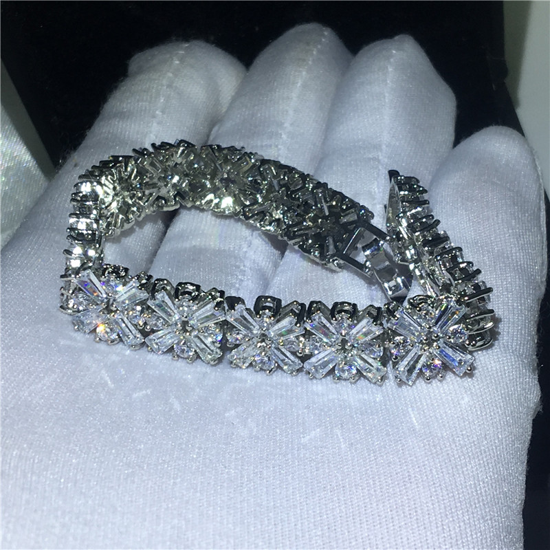 Lovers Flower bracelet Diamond White Gold Filled Party Engagement bracelets for women wedding accessaries