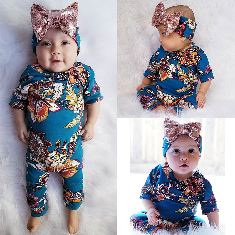 Baby Girls Long Sleeve Pompom Rompers + Headband 2 Pcs/set Clothes Outfits Set Floral Print Bodysuit Jumpsuit Clothing for Kids, Cyan
Baby Girls Long Sleeve Pompom Rompers + Headband 2 Pcs/set Clothes Outfits Set Floral Print Bodysuit Jumpsuit Clothing for Kids, Cyan