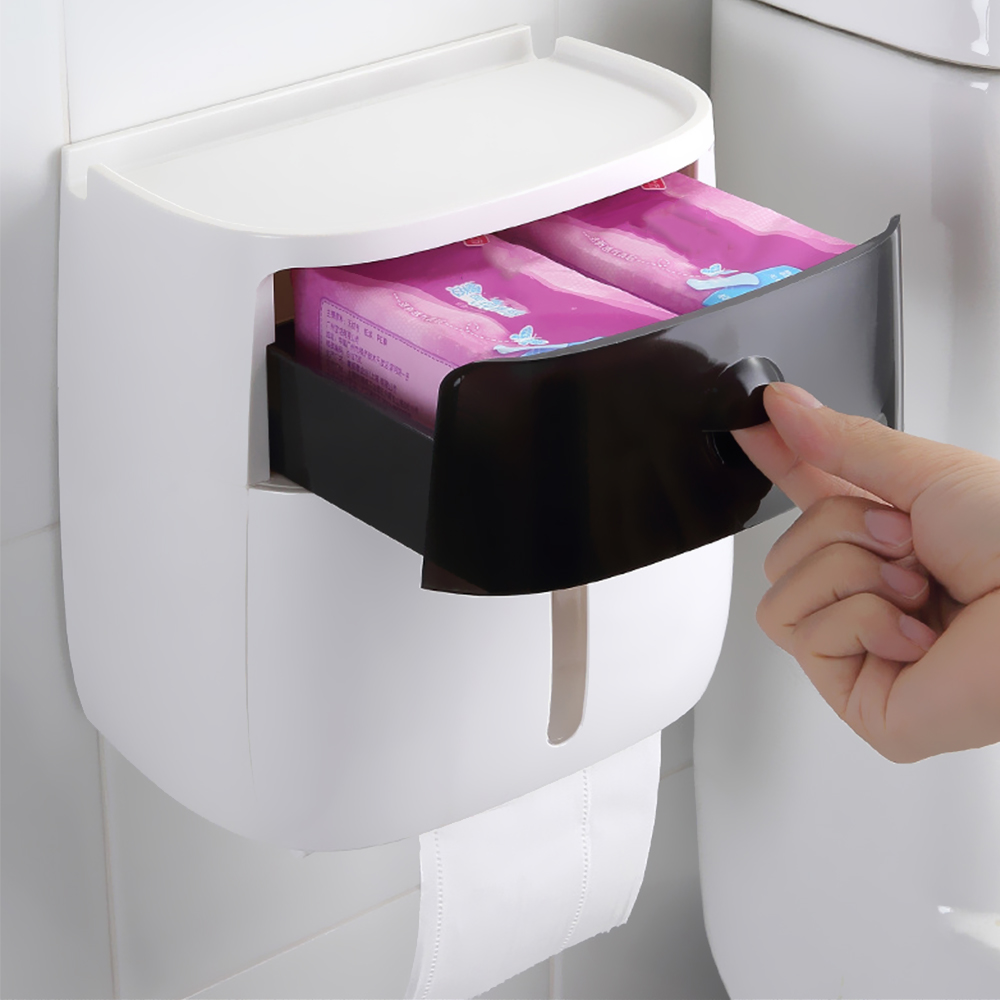 Tissue Paper Box Holder Wall Mounted Toilet Tissue Dispenser Creative Plastic Box Bath Toilet Paper Holder Storage
