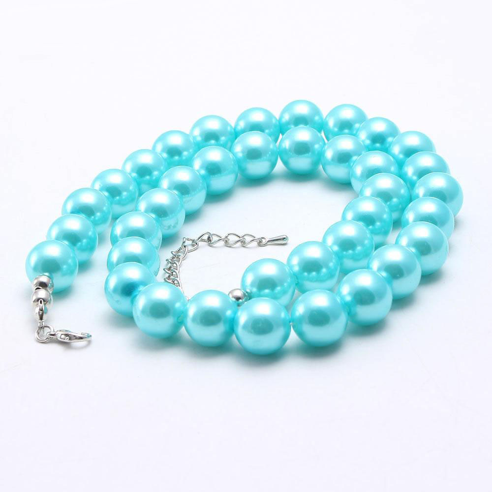 Newest Style Fashion Solid Color Pearl Kid Chunky Necklace Girls Bubblegum Beads Chunky Necklace Jewelry For Children