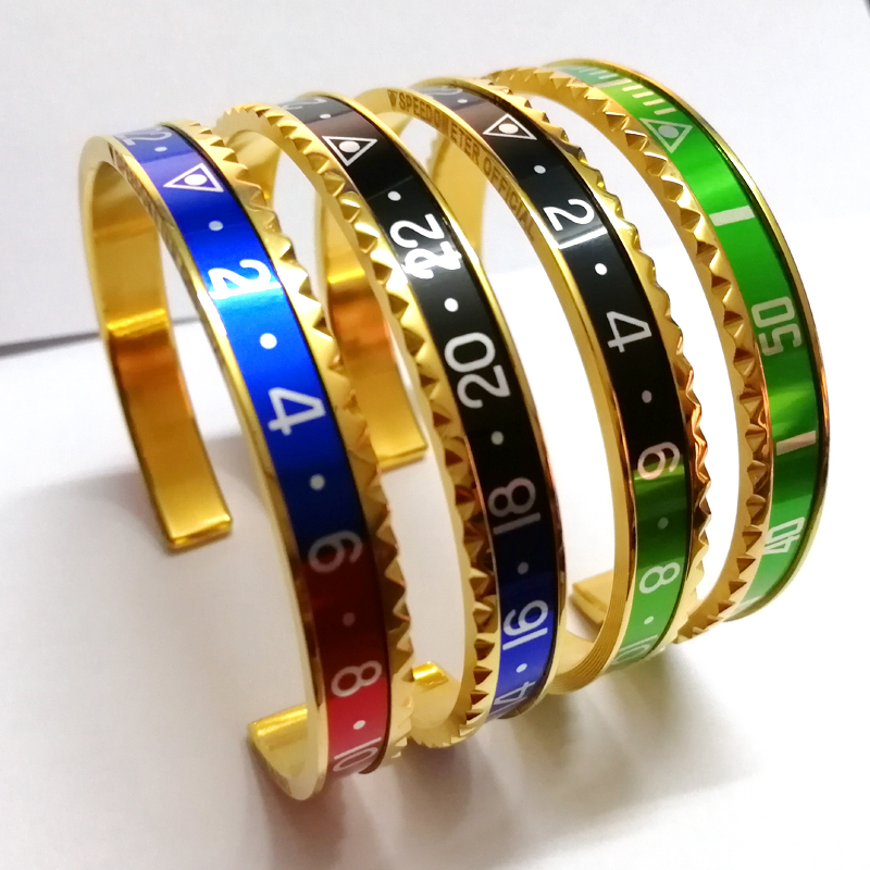 Fashion-316L Titanium steel Pulseras Vintage Silver Plated Bangle for Men Stainless Steel Cuff Speedometer Bracelet Unisex Free Shipping