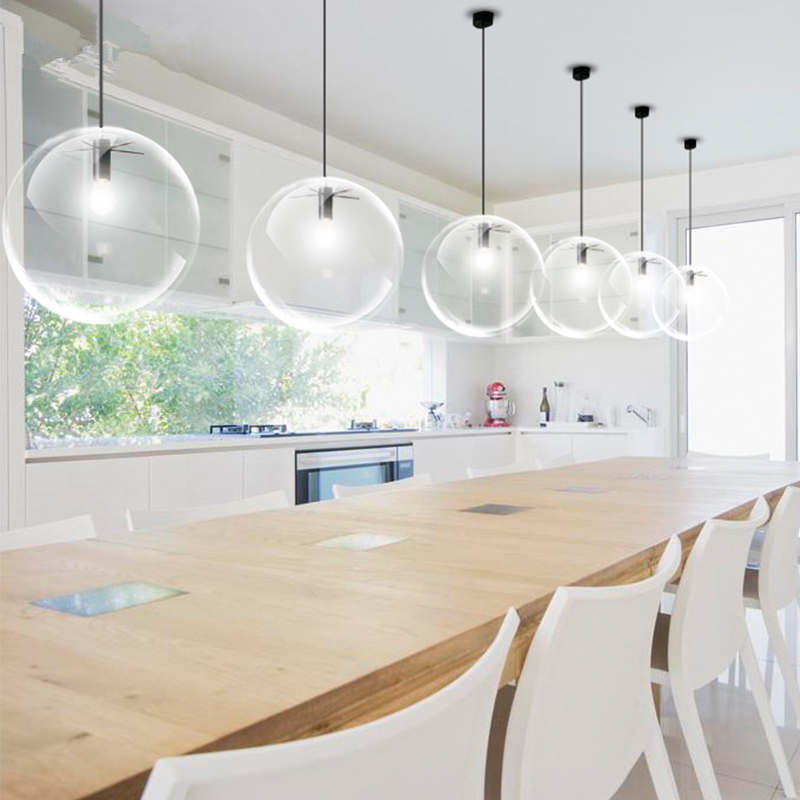 Rope Pendant Lights Globe Chrome Glass Ball Hanglamp Lustre Suspension Kitchen Lights Fixture Home Hanging Lights E27
