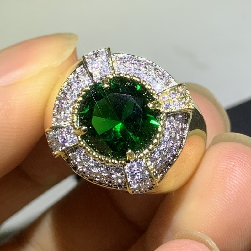 Unique Brand Retro Jewelry 925 Sterling Silver Pave CZ Diamond Emerald Gemstones Party Promise Birthstones Women Wedding Band Ring Gift