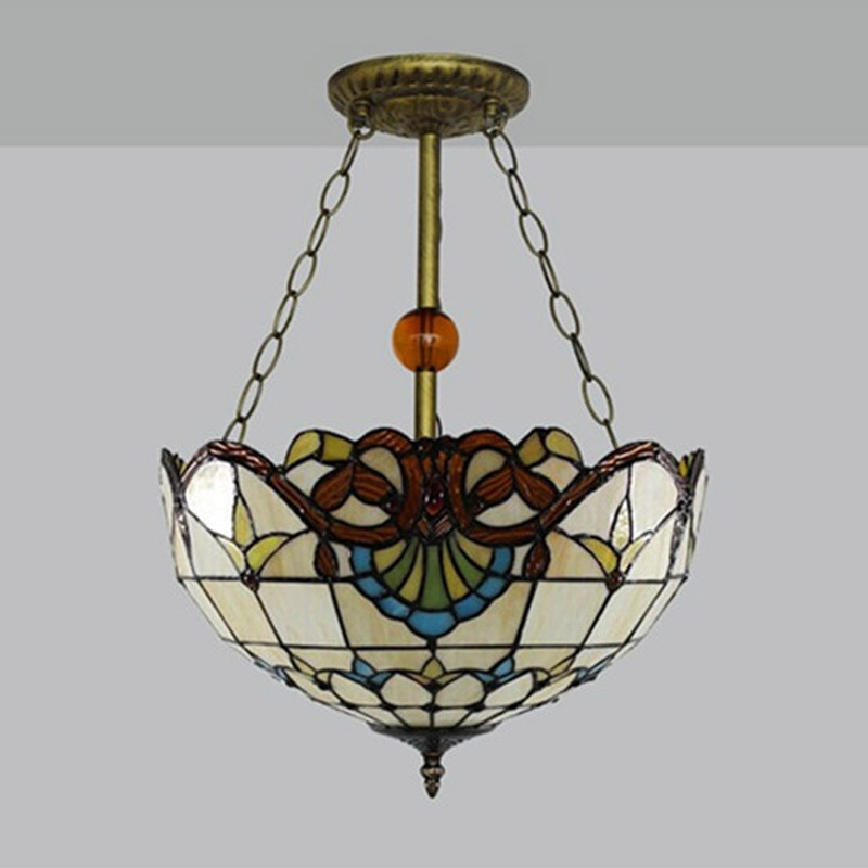 European creative glazed chandelier Tiffany stained glass living room dining room bedroom bar club decoration anti-chandelier TF045