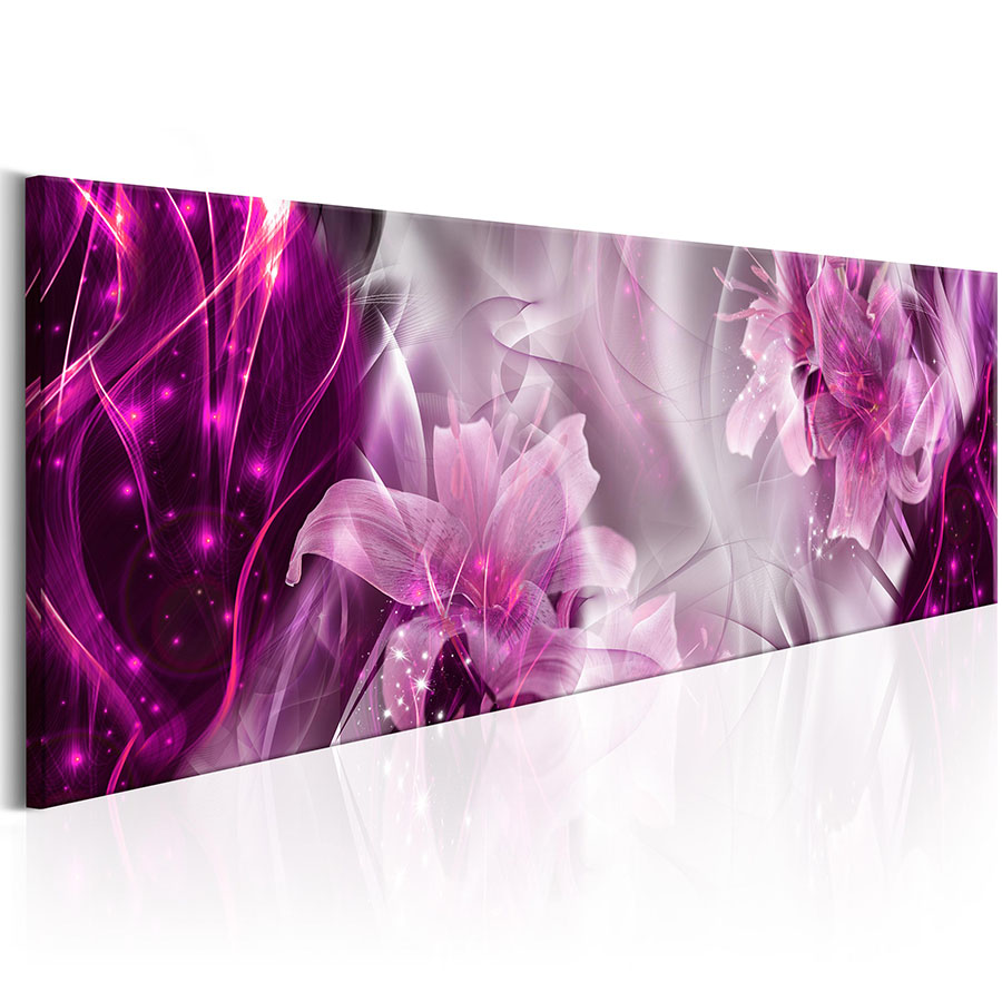 Abstract Shining Lily Flower Design Canvas Print Wall Art Modern Home Decoration, Choose Color & Size(Multicolor)No Frame