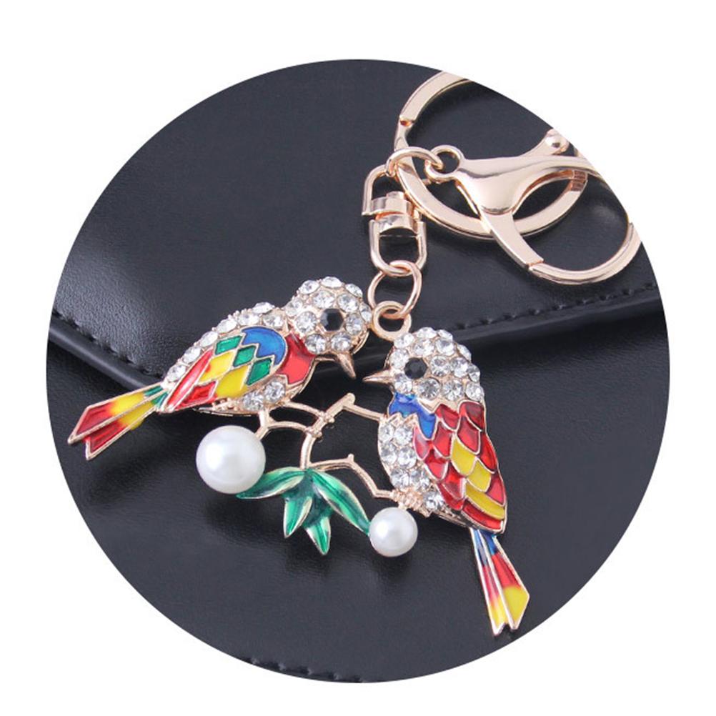 10Pcs/lot Keychain Creative Fashion Rhinestone Bird And Parrot Crystal Pendant Keyring Chain Key Ring Holder For Cars Backpack Handbag