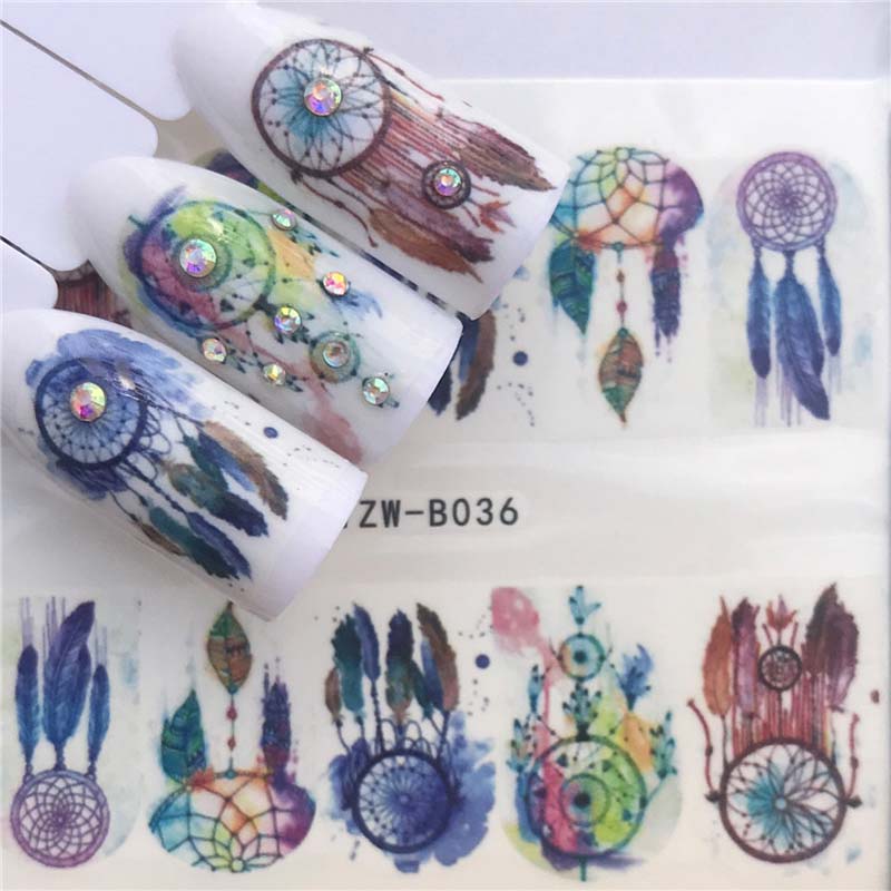 Fashion Style Self-adhesive Nail Sticker Decals for Art Decorations Cute Emoticon Feather Fake Nails Finger Beauty Wraps