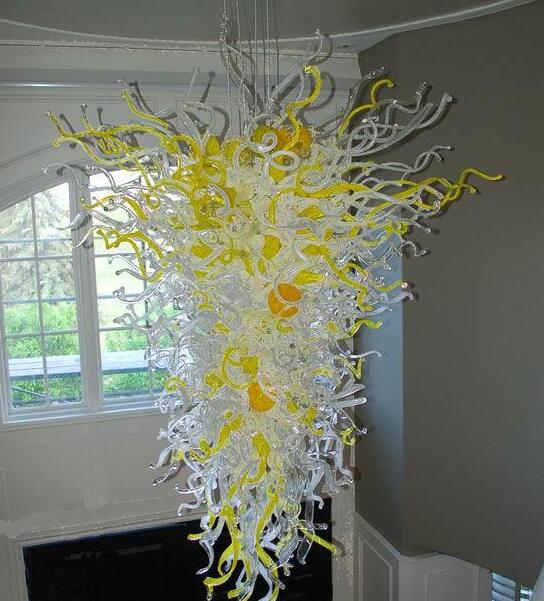 Pendant Lamps Yellow and White Chandelier LED Saving Light Source Modern Lobby Customized Hand Blown Glass Large Stair Chandeliers
Pendant Lamps Yellow and White Chandelier LED Saving Light Source Modern Lobby Customized Hand Blown Glass Large Stair Chandeliers