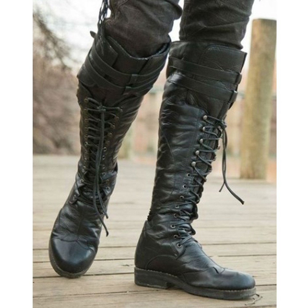Men Lace Up Leather Motorcycle Boots Men Winter Warm Knee Length Pirate Boots Solid Black Punk Round Toe Male Booties
Men Lace Up Leather Motorcycle Boots Men Winter Warm Knee Length Pirate Boots Solid Black Punk Round Toe Male Booties