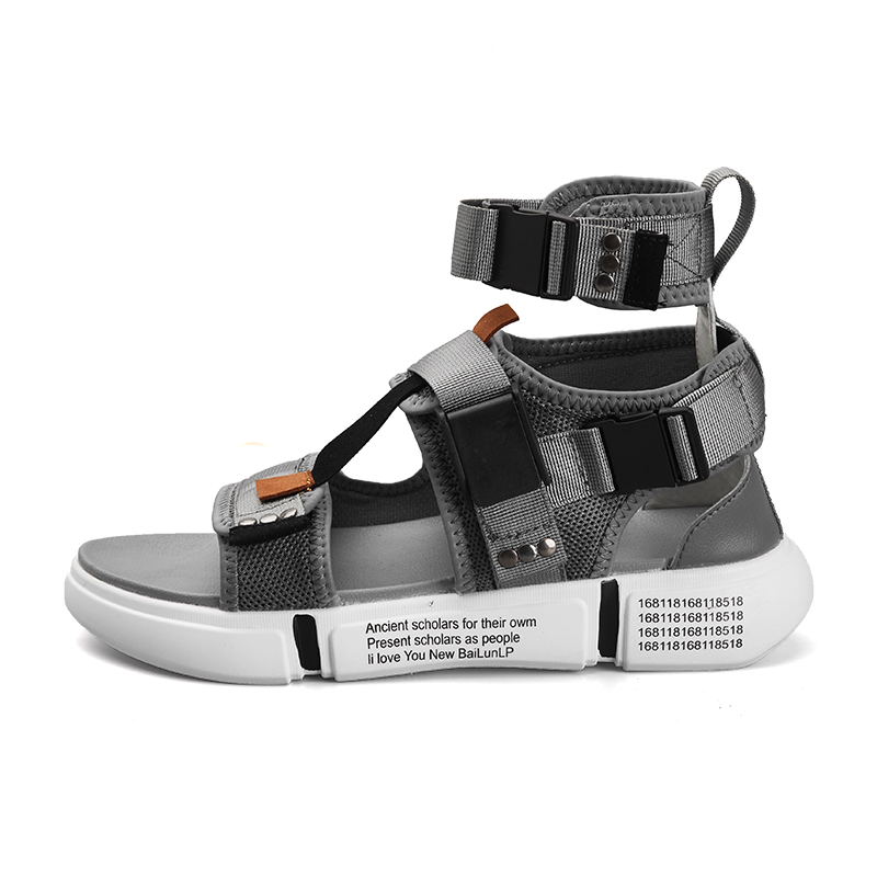 Hot Sale-Fashion Summer Men Shoes Gladiator Sandals Open Toe Platform Beach Sandals Boots Rome Style Black Gray Canvas Drop Ship