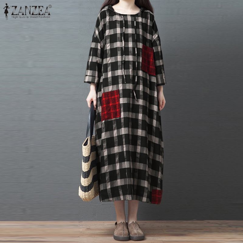 Kaftan Check Hooded Dress Women Plaid Sundress ZANZEA 2020 Spring Casual Long Sleeve Maxi Vestidos Female Button Robe Plus Size, Black
Kaftan Check Hooded Dress Women Plaid Sundress ZANZEA 2020 Spring Casual Long Sleeve Maxi Vestidos Female Button Robe Plus Size, Black