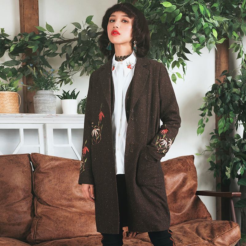 Jessica' Store Autumn Women Vintage Brief Turn-Down Collar Single Breasted Embroidery Casual Loose Thin Woolen Coat Jacket, Brown
Jessica' Store Autumn Women Vintage Brief Turn-Down Collar Single Breasted Embroidery Casual Loose Thin Woolen Coat Jacket, Brown