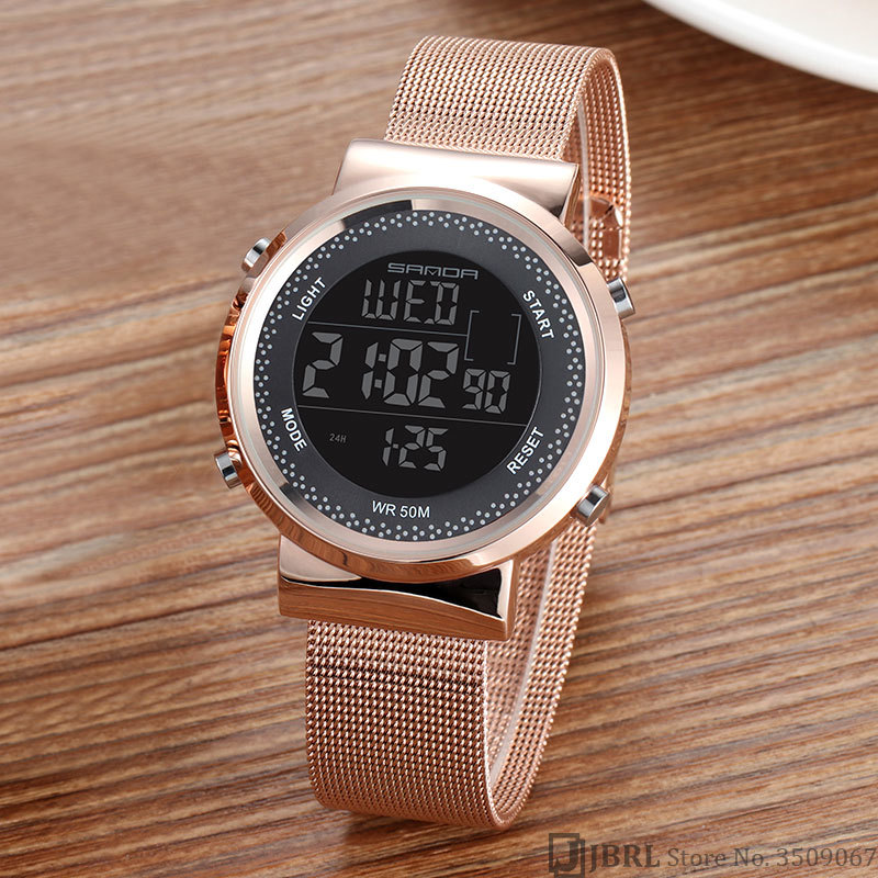 Stainless Steel Digital Watch Women Sport Watches Electronic Led Ladies Wrist Watch For Women Clock Female Wristwatch Waterproof V191217