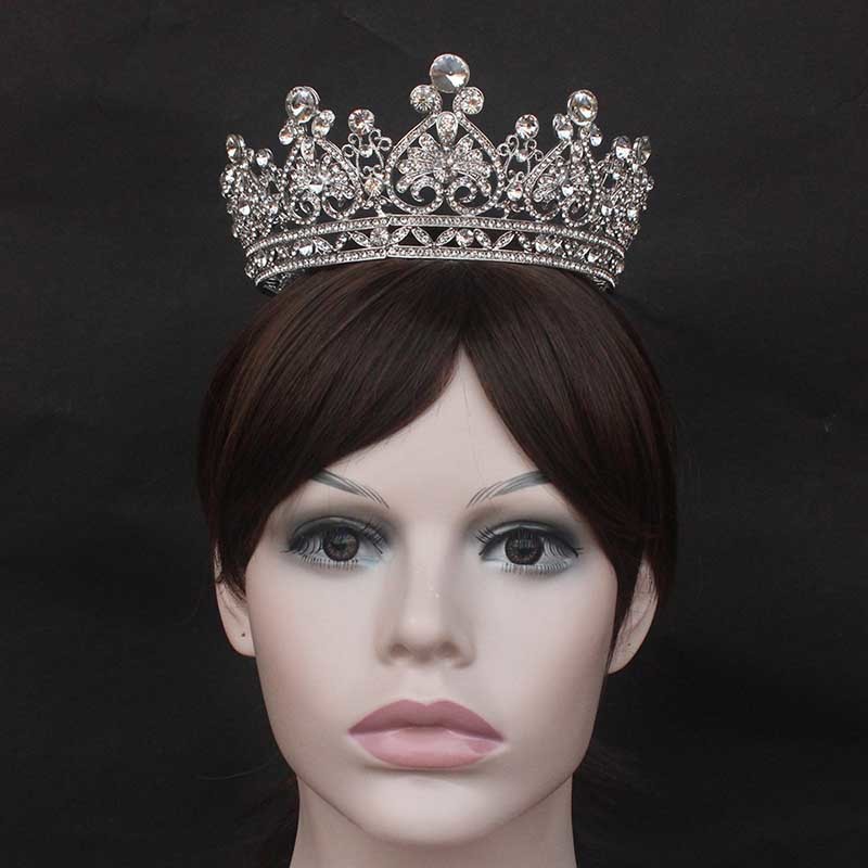 Princess Jewelry Large Full Circle Rhinestones Queen Pageant Crown Wedding Bridal Hair Jewelry Wedding Dress Accessories T200110