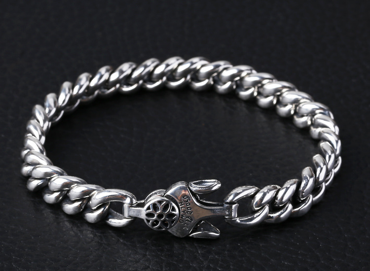 925 Sterling silver jewelry designer hand-made heavy curb links bracelet designed with unique closure clasp 3 SIZES (9MM 14MM 17MM) FOR MEN