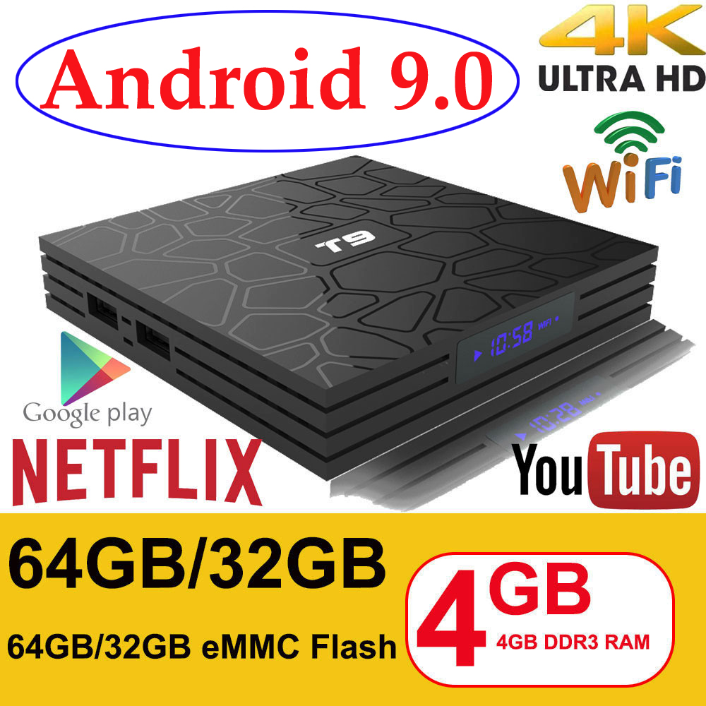 Android 9.0 TV Box T9 4GB RAM 32GB/64GB Rockchip RK3318 1080P H.265 4K Google Player Store TVBOX
Android 9.0 TV Box T9 4GB RAM 32GB/64GB Rockchip RK3318 1080P H.265 4K Google Player Store TVBOX