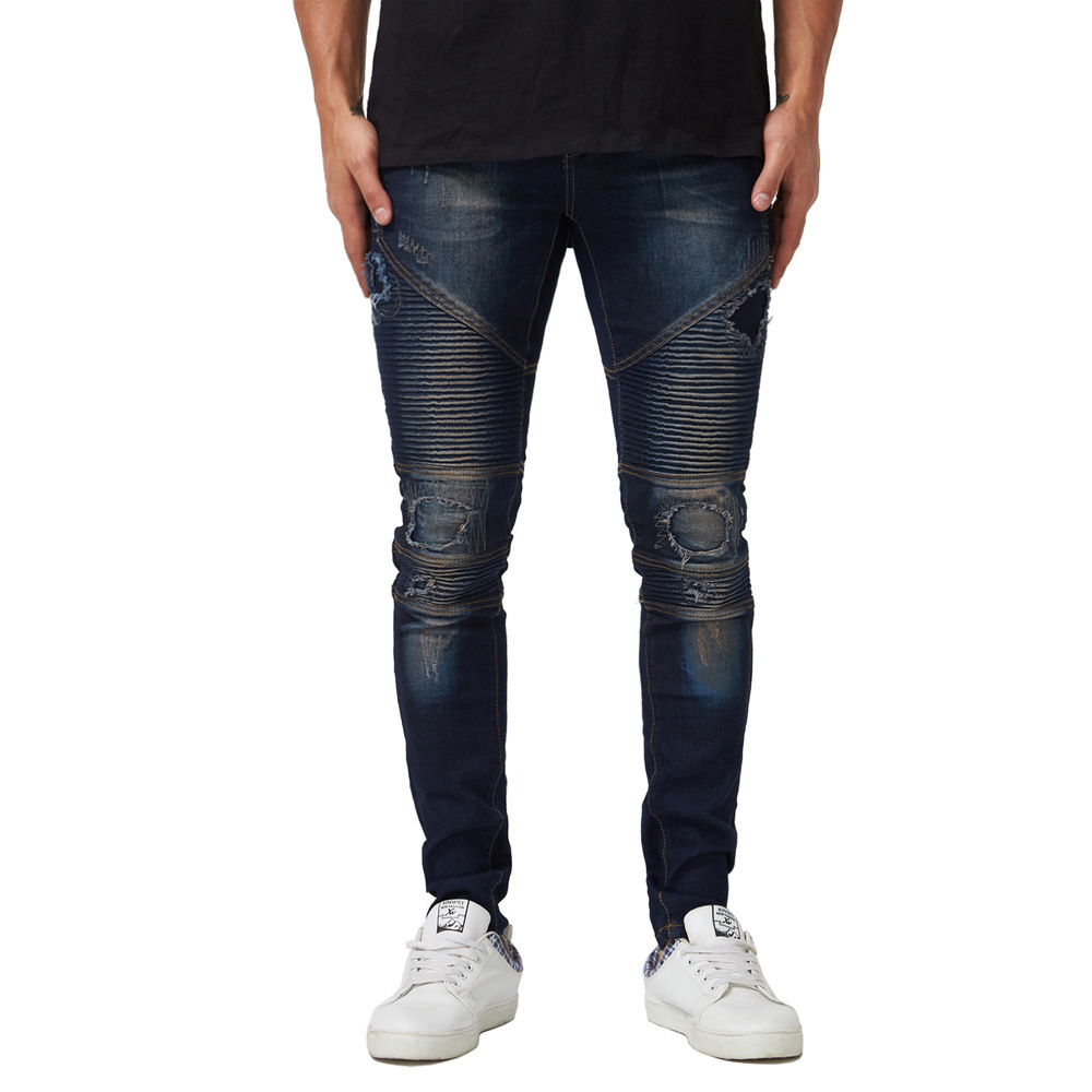 Fashion- Ripped Jeans Slim Fit Biker Pencil Pants Spring Autumn Fashion Trousers