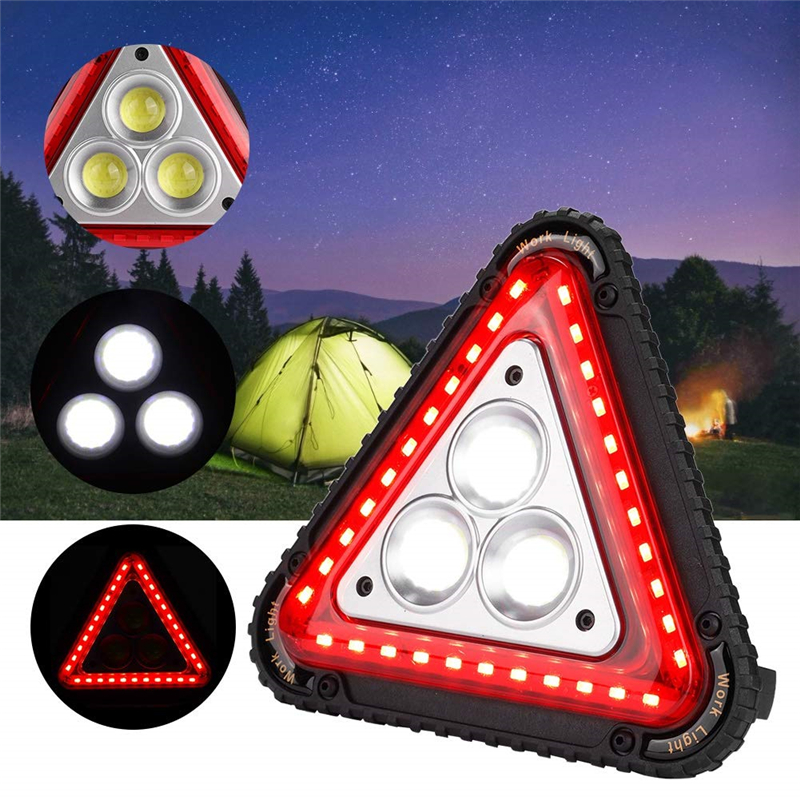 3COB Triangle Emergency Warning Light Multi-Function Portable Outdoor Camping Lamp with Hook Mining Lamp Work and Maintenance Light
