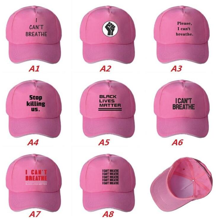 US STOCK !Hot I Can't Breathe Hat Black Lives Matter Parade Caps Outdoor Summer Sunscreen Snapback I Cant Breath Caps Party Hats 6091