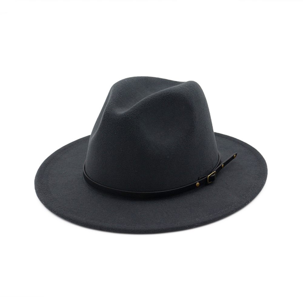 Vintage Unisex Men Women Felt Hat Wide Brim Fedora Trilby Panama Pure Color Gangster Cap Jazz Hat For Femme MNDJS015 D19011102